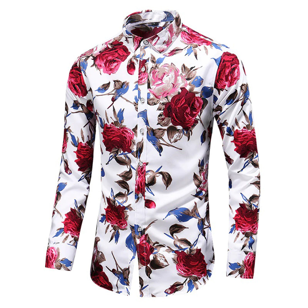 Camicia da uomo a fiori dal design romantico