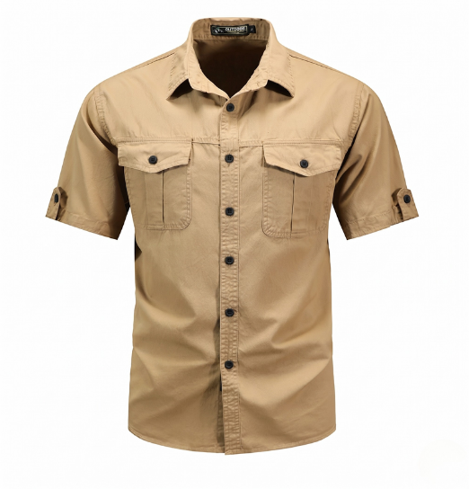 Camicia da uomo a maniche corte con allacciatura a bottoni