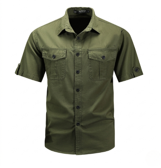 Camicia da uomo a maniche corte con allacciatura a bottoni