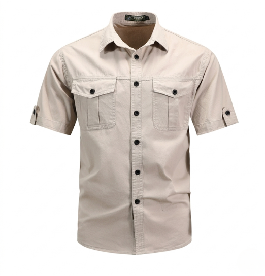Camicia da uomo a maniche corte con allacciatura a bottoni