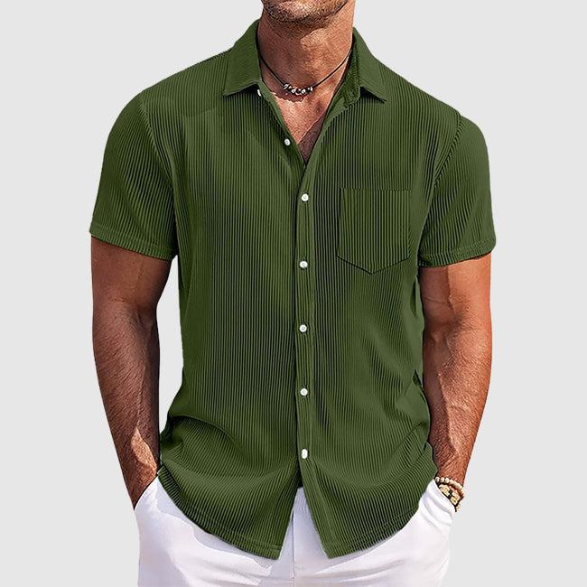 Camicia da uomo a maniche corte con colletto a rever
