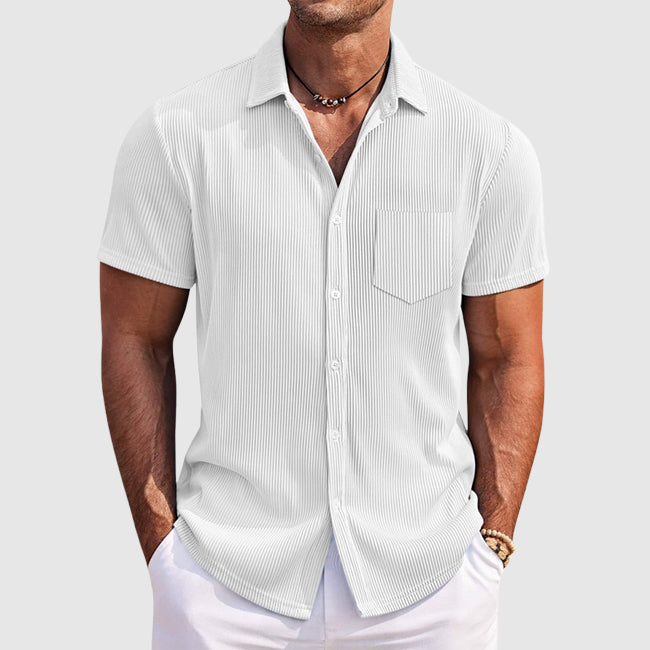 Camicia da uomo a maniche corte con colletto a rever