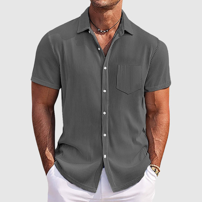 Camicia da uomo a maniche corte con colletto a rever