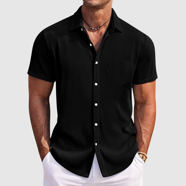Camicia da uomo a maniche corte con colletto a rever