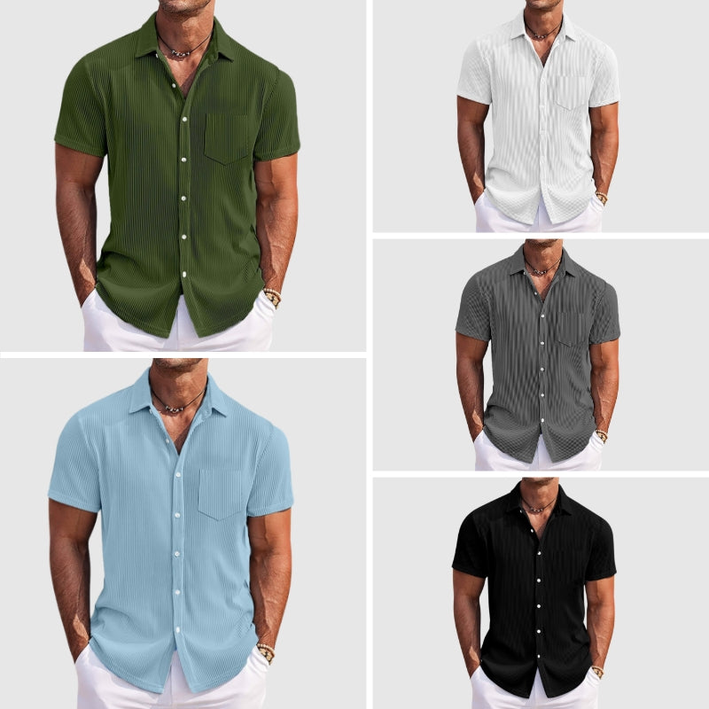 Camicia da uomo a maniche corte con colletto a rever
