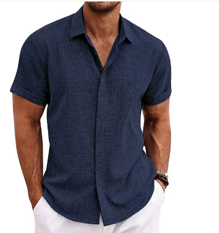 Camicia da uomo a maniche corte versatile per il tempo libero e l'estate