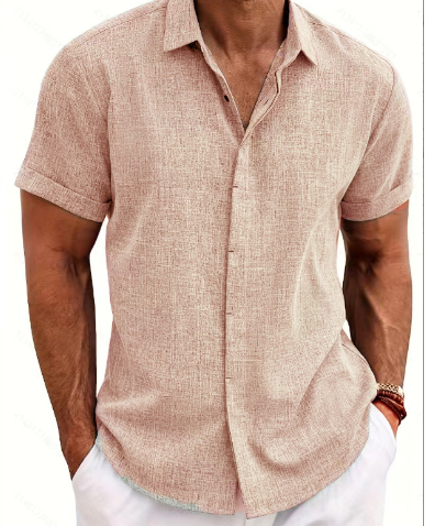 Camicia da uomo a maniche corte versatile per il tempo libero e l'estate