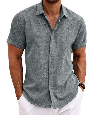 Camicia da uomo a maniche corte versatile per il tempo libero e l'estate