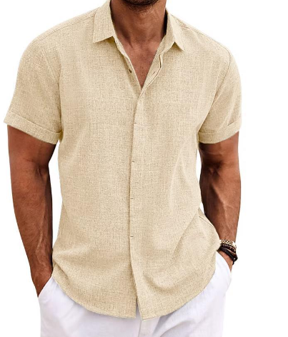 Camicia da uomo a maniche corte versatile per il tempo libero e l'estate
