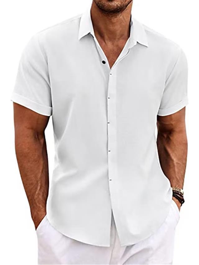 Camicia da uomo a maniche corte versatile per il tempo libero e l'estate