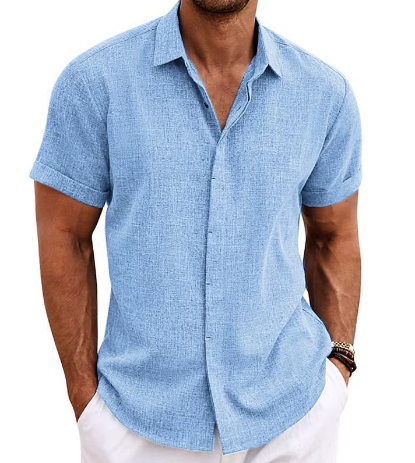 Camicia da uomo a maniche corte versatile per il tempo libero e l'estate