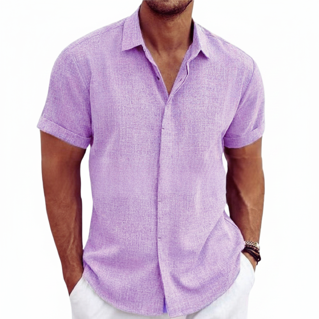 Camicia da uomo a maniche corte versatile per il tempo libero e l'estate