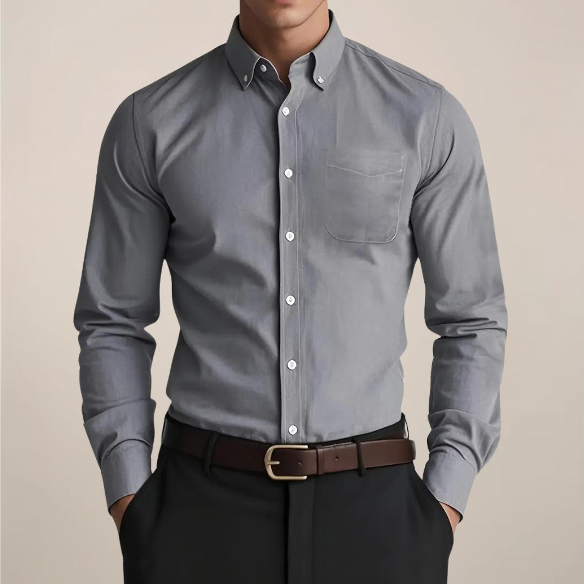 Camicia da uomo a maniche lunghe button-down