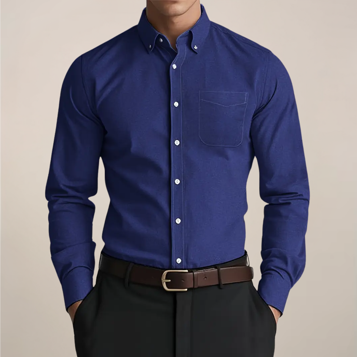 Camicia da uomo a maniche lunghe button-down