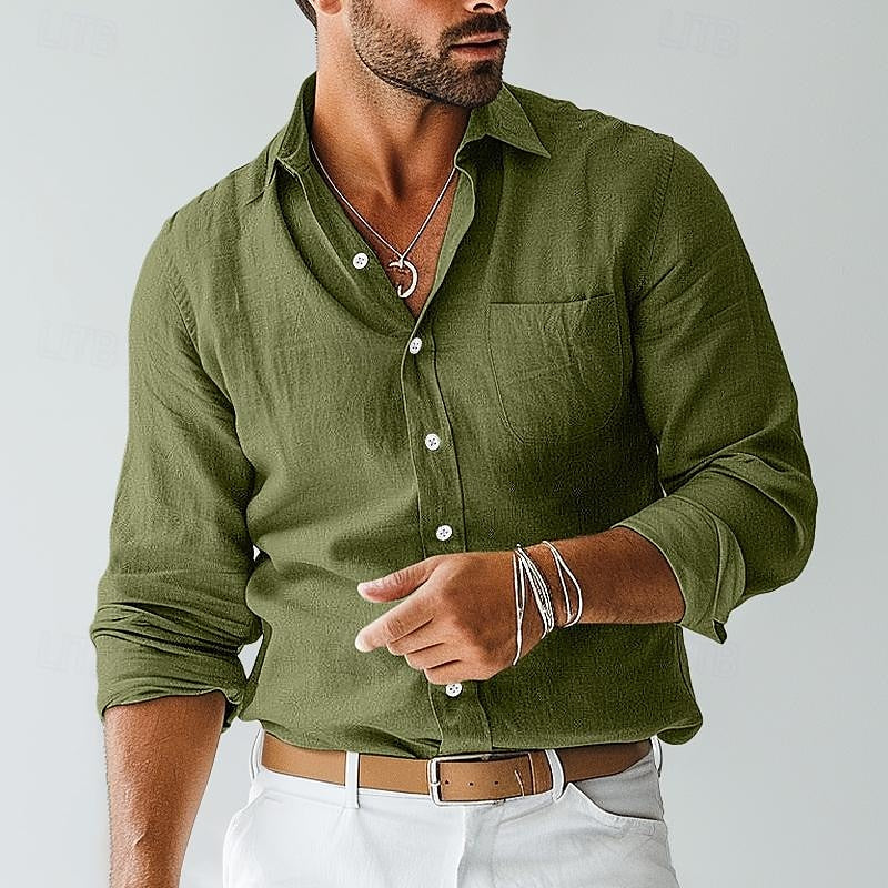 Camicia da uomo a maniche lunghe con bottoni