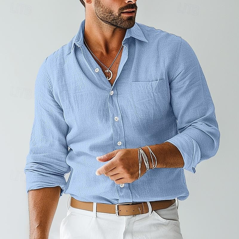Camicia da uomo a maniche lunghe con bottoni