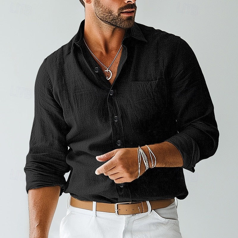 Camicia da uomo a maniche lunghe con bottoni