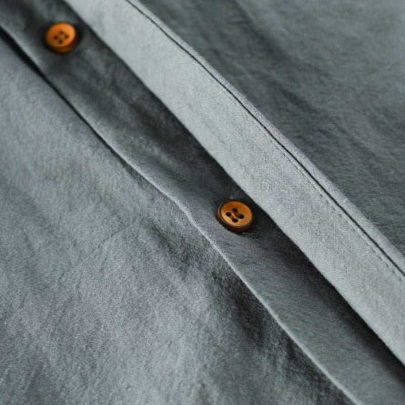 Camicia da uomo a maniche lunghe con colletto alla coreana