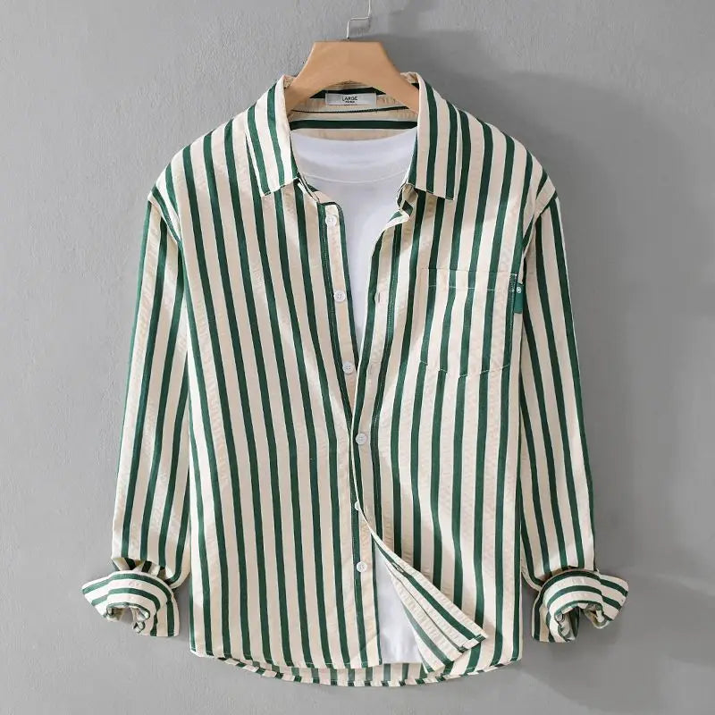 Camicia da uomo a righe a maniche lunghe