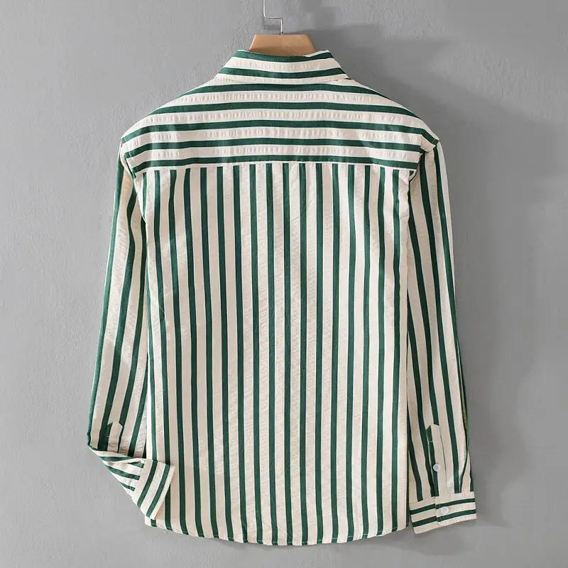 Camicia da uomo a righe a maniche lunghe