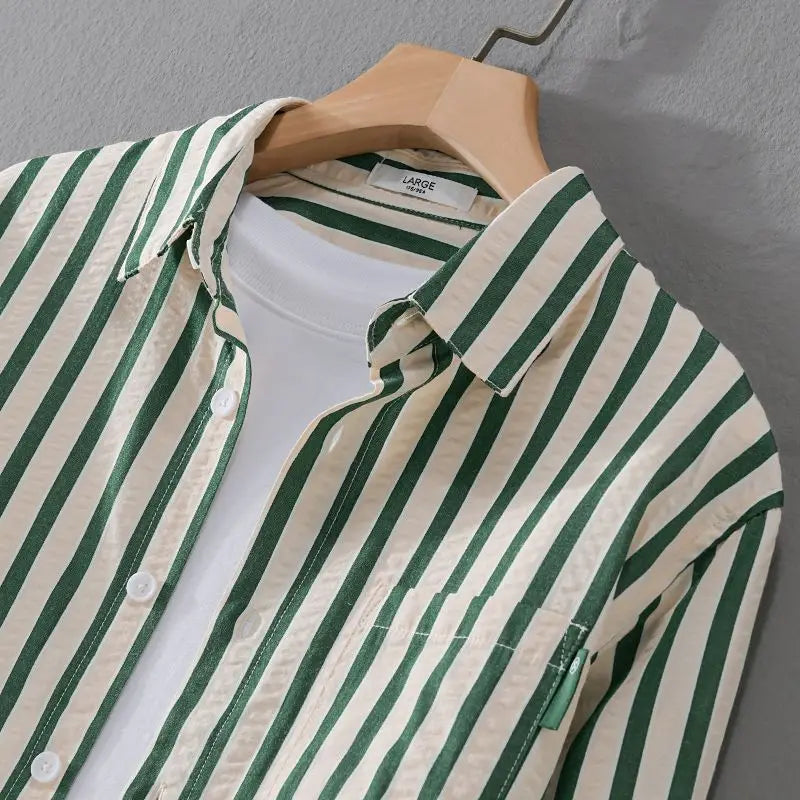 Camicia da uomo a righe a maniche lunghe