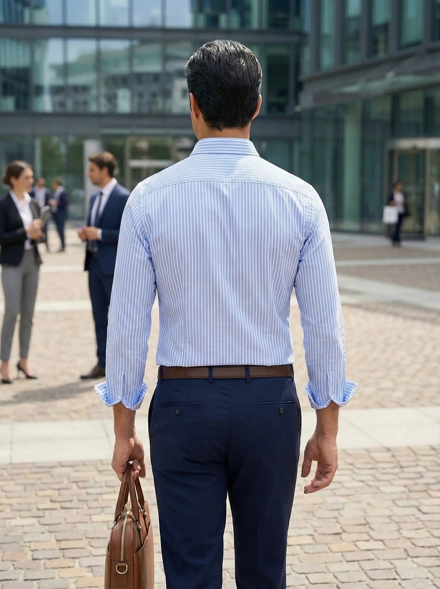 Camicia da uomo a righe a maniche lunghe