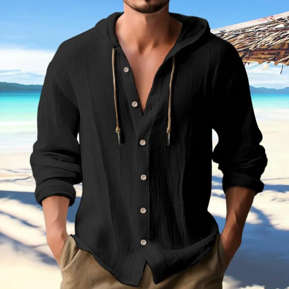 Camicia da Uomo con Cappuccio e Bottoni