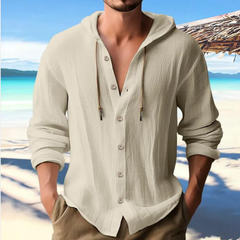 Camicia da Uomo con Cappuccio e Bottoni