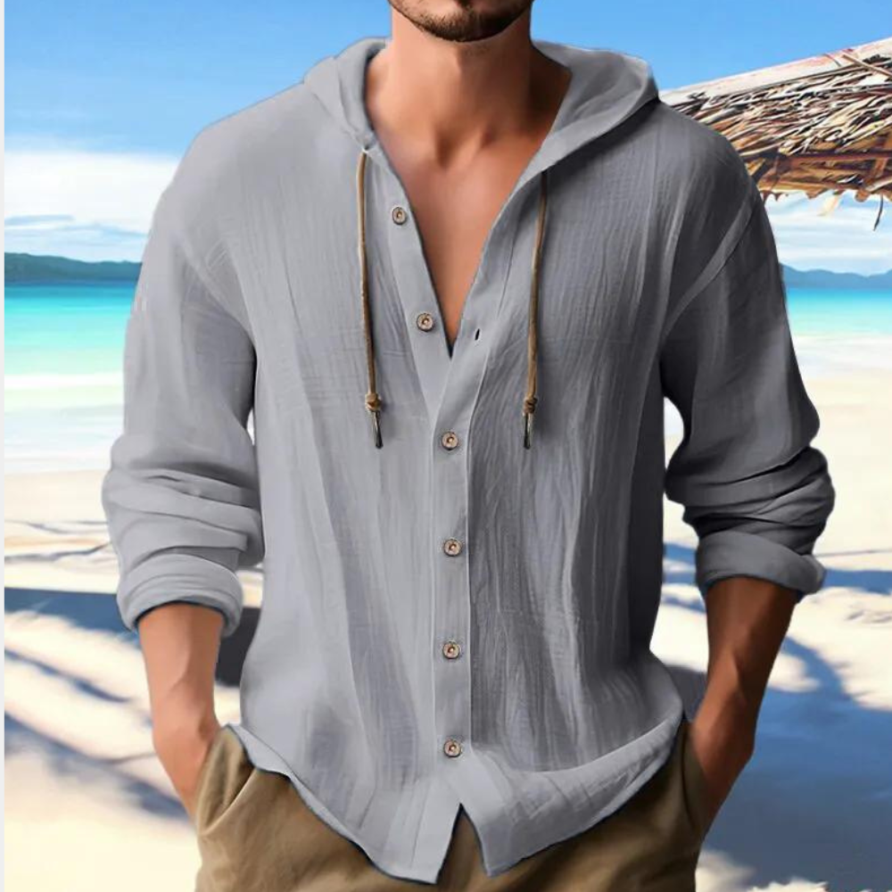 Camicia da Uomo con Cappuccio e Bottoni