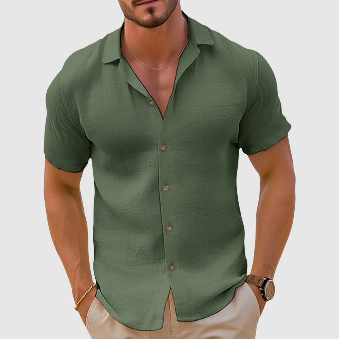 Camicia da Uomo con Colletto Camp