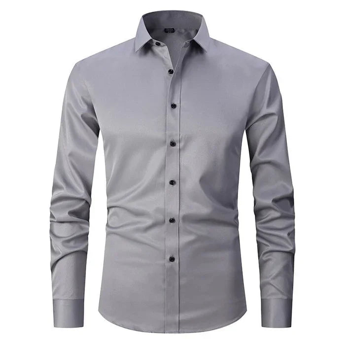 Camicia da uomo elegante e no stiro con bottoni