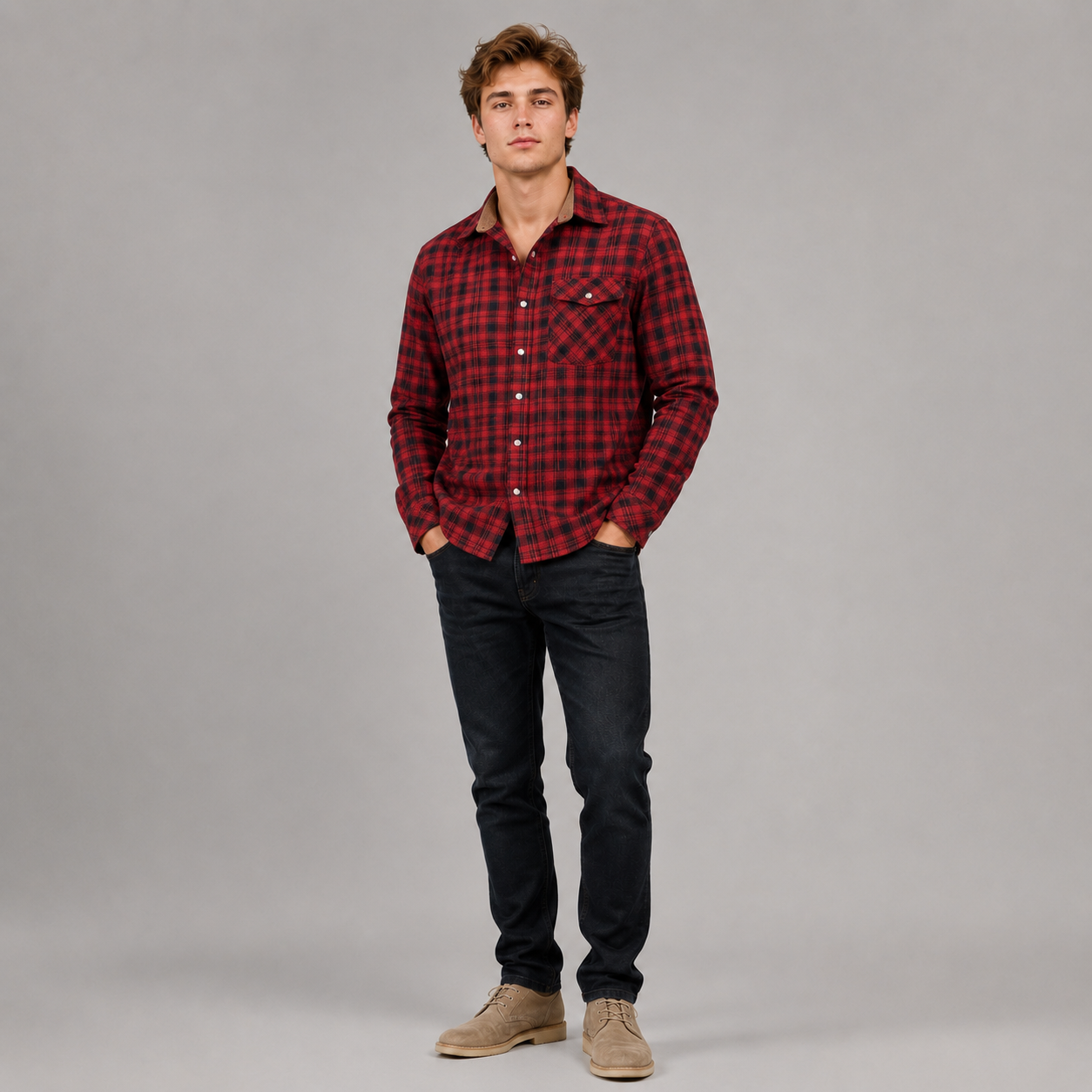 Camicia da Uomo in Flanella dal Design Confortevole