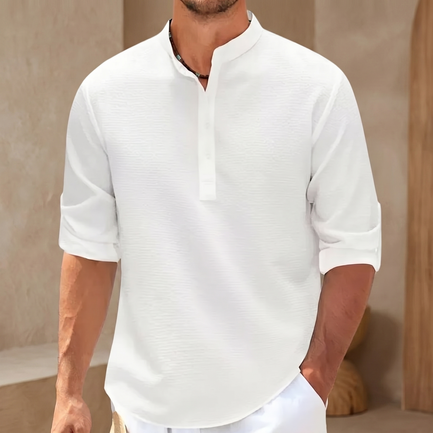 Camicia da uomo in poliestere con zip corta | Top estivo casual e traspirante