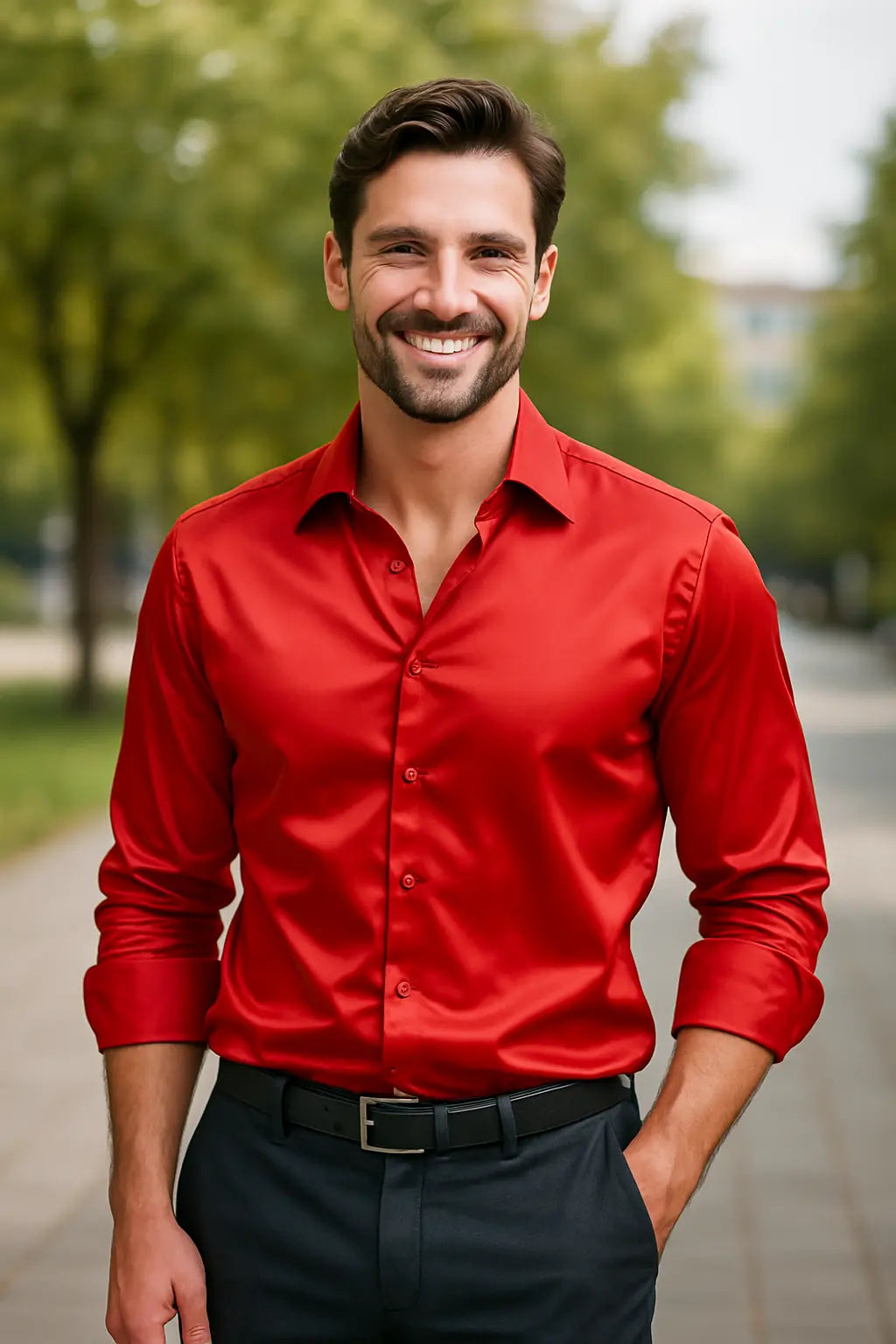 Camicia da uomo slim fit a maniche lunghe da festa