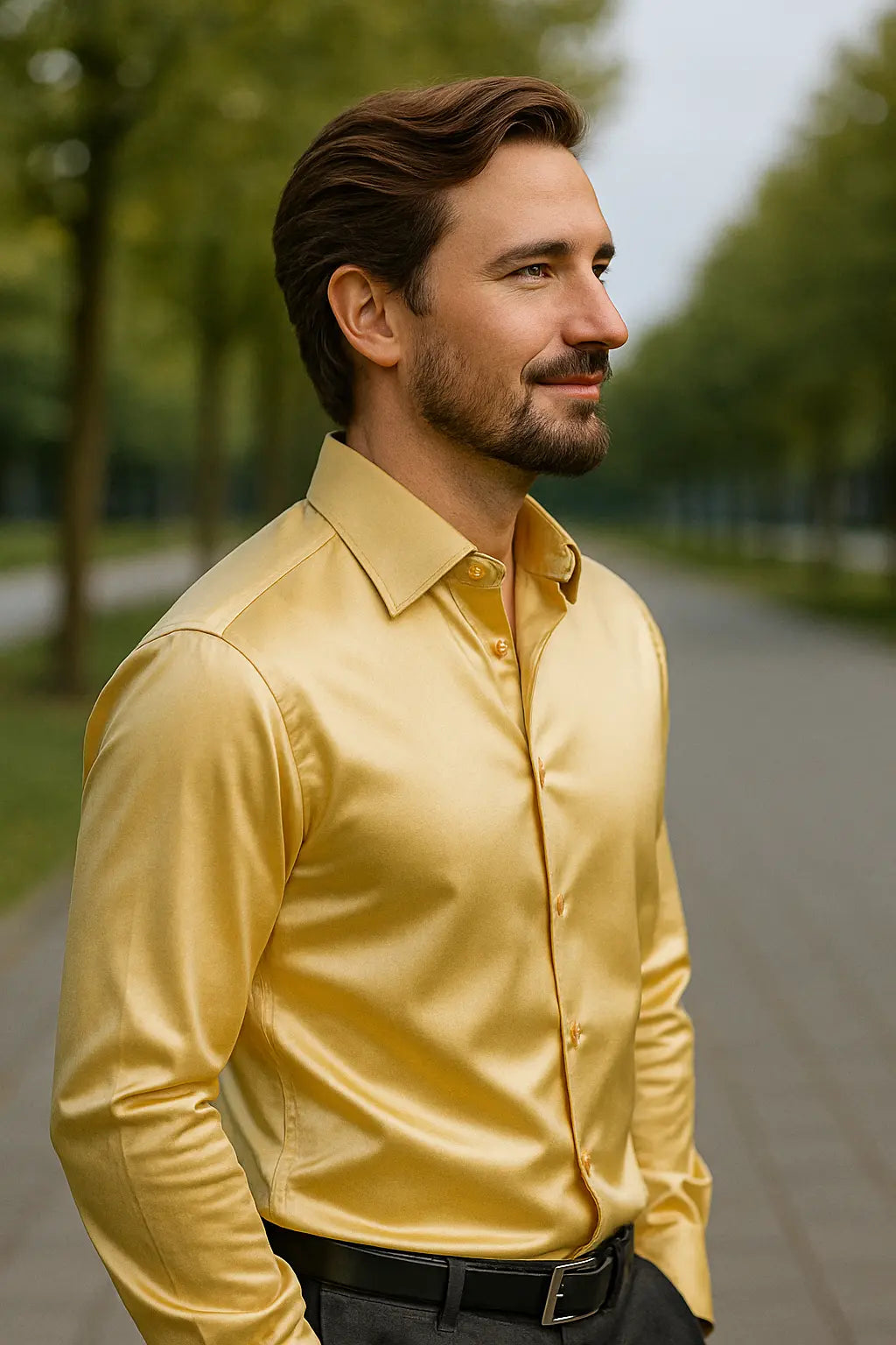 Camicia da uomo slim fit a maniche lunghe da festa