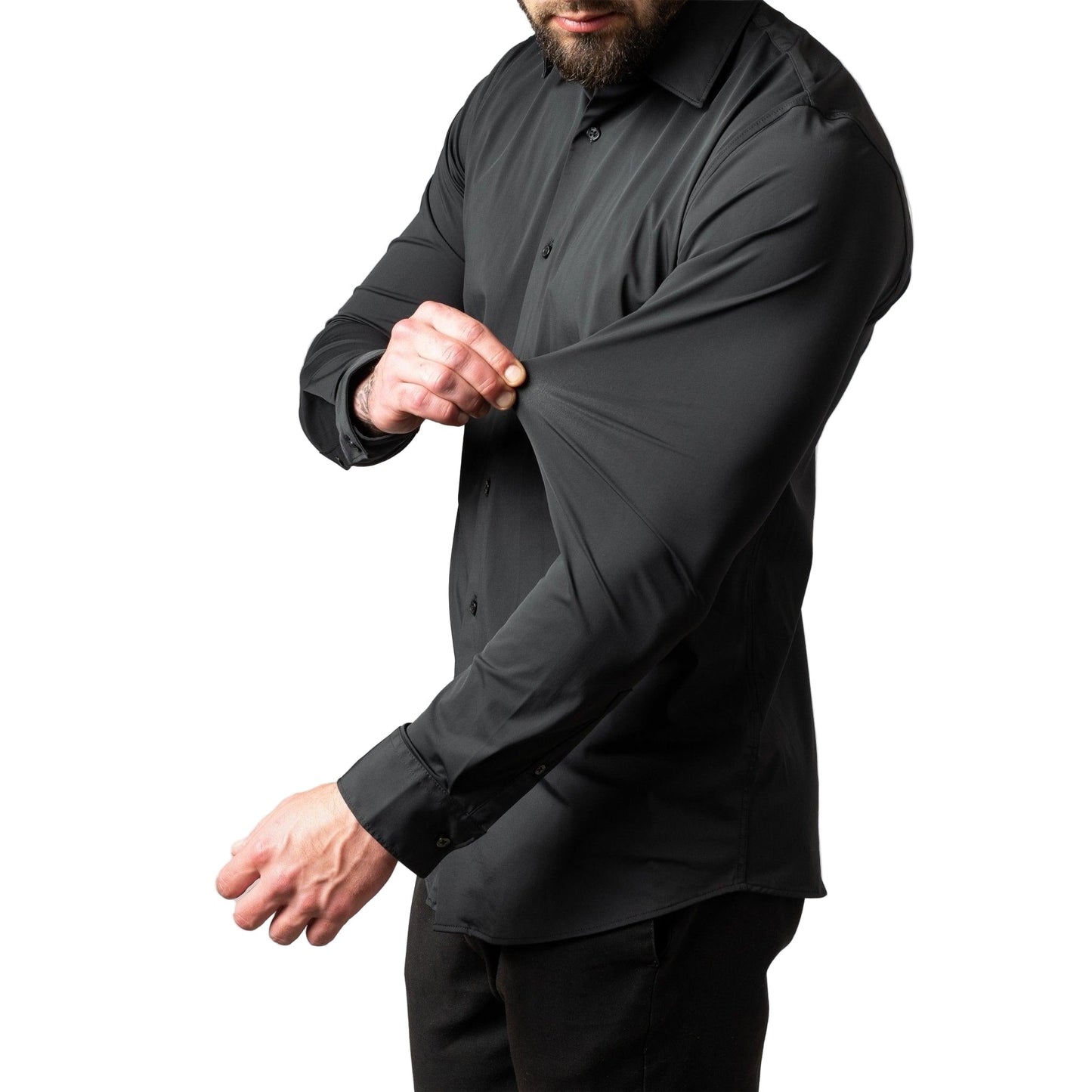 Camicia elegante da uomo in tessuto elasticizzato e no-stiro