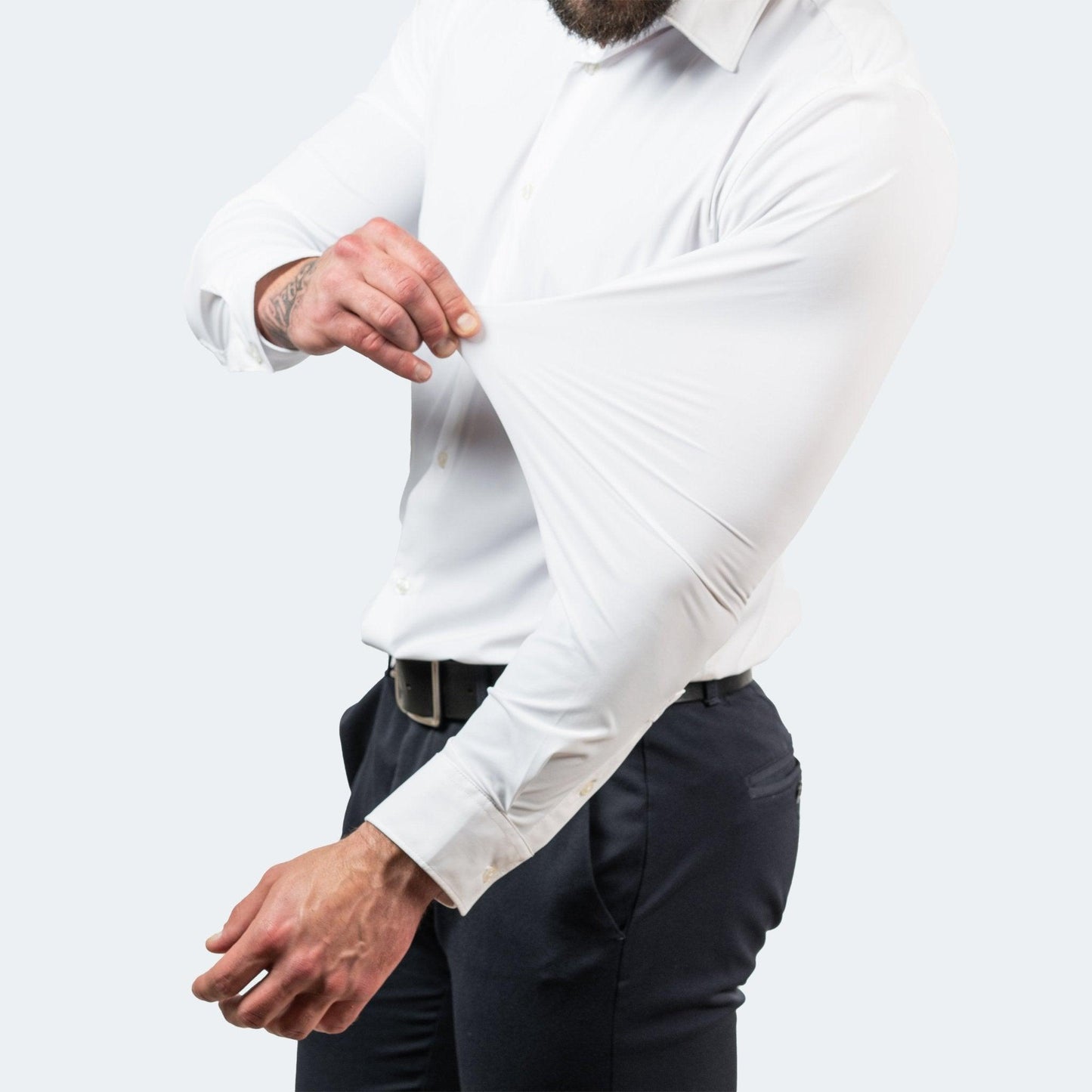 Camicia elegante da uomo in tessuto elasticizzato e no-stiro