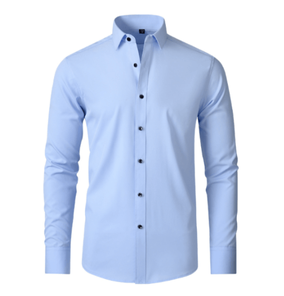 Camicia elegante da uomo in tessuto elasticizzato e no-stiro