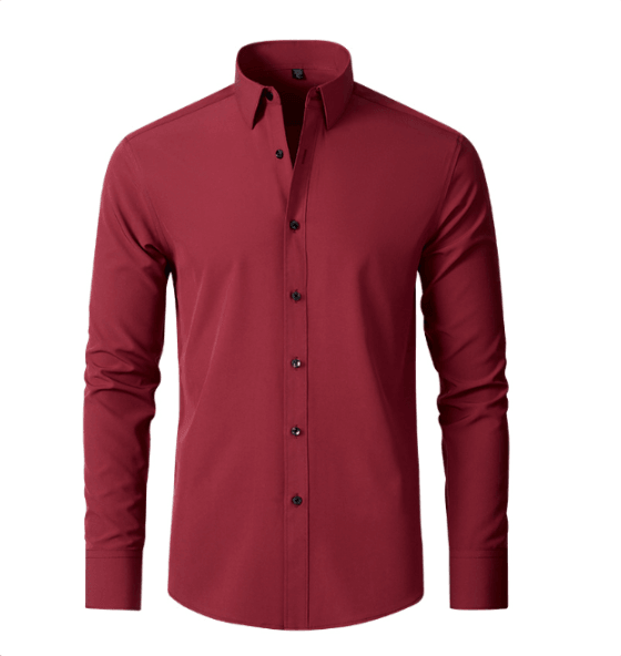 Camicia elegante da uomo in tessuto elasticizzato e no-stiro
