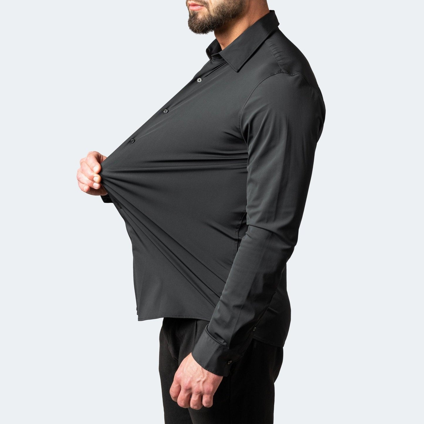 Camicia elegante da uomo in tessuto elasticizzato e no-stiro