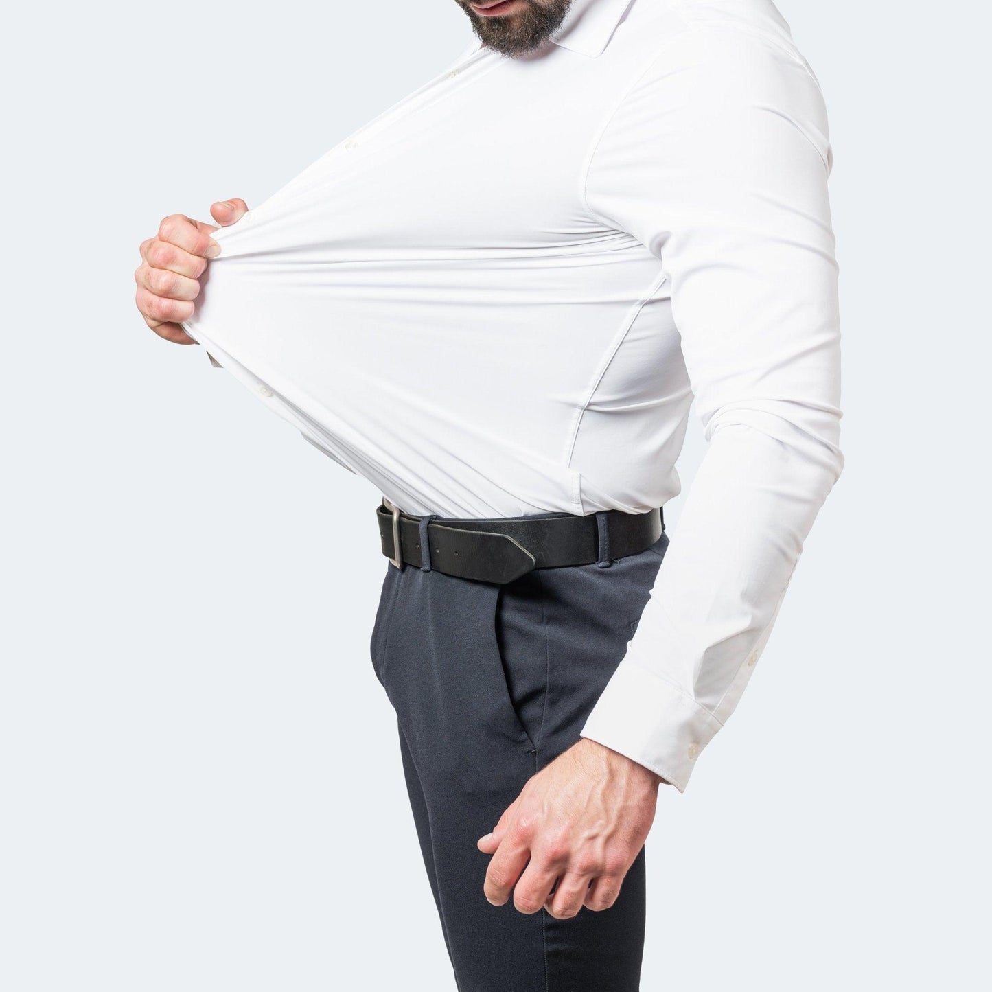 Camicia elegante da uomo in tessuto elasticizzato e no-stiro