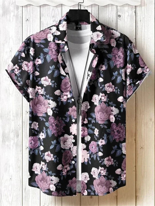 Camicia hawaiana con dinamica fantasia floreale 3D per giornate di relax