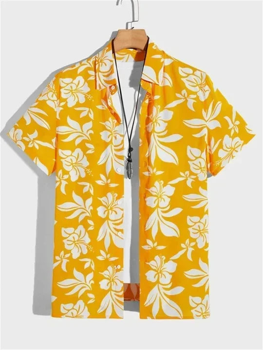 Camicia hawaiana con dinamica fantasia floreale 3D per giornate di relax