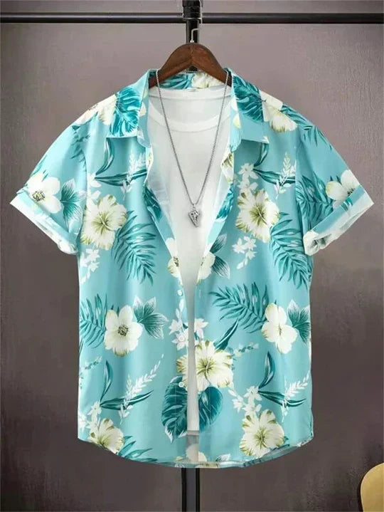 Camicia hawaiana con dinamica fantasia floreale 3D per giornate di relax