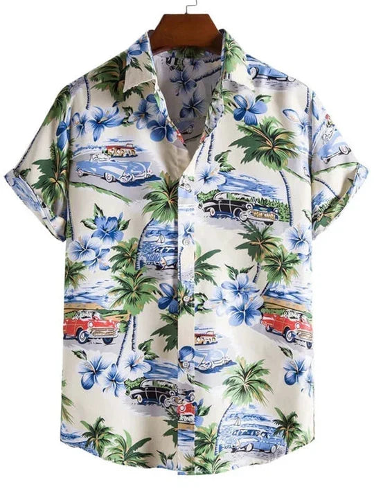 Camicia hawaiana con dinamica fantasia floreale 3D per giornate di relax