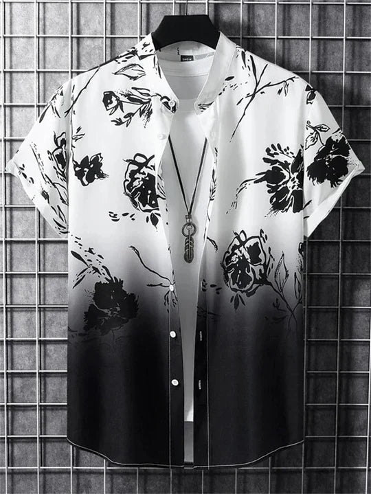 Camicia hawaiana con dinamica fantasia floreale 3D per giornate di relax