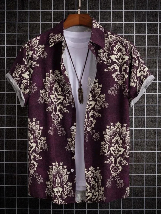 Camicia hawaiana con dinamica fantasia floreale 3D per giornate di relax