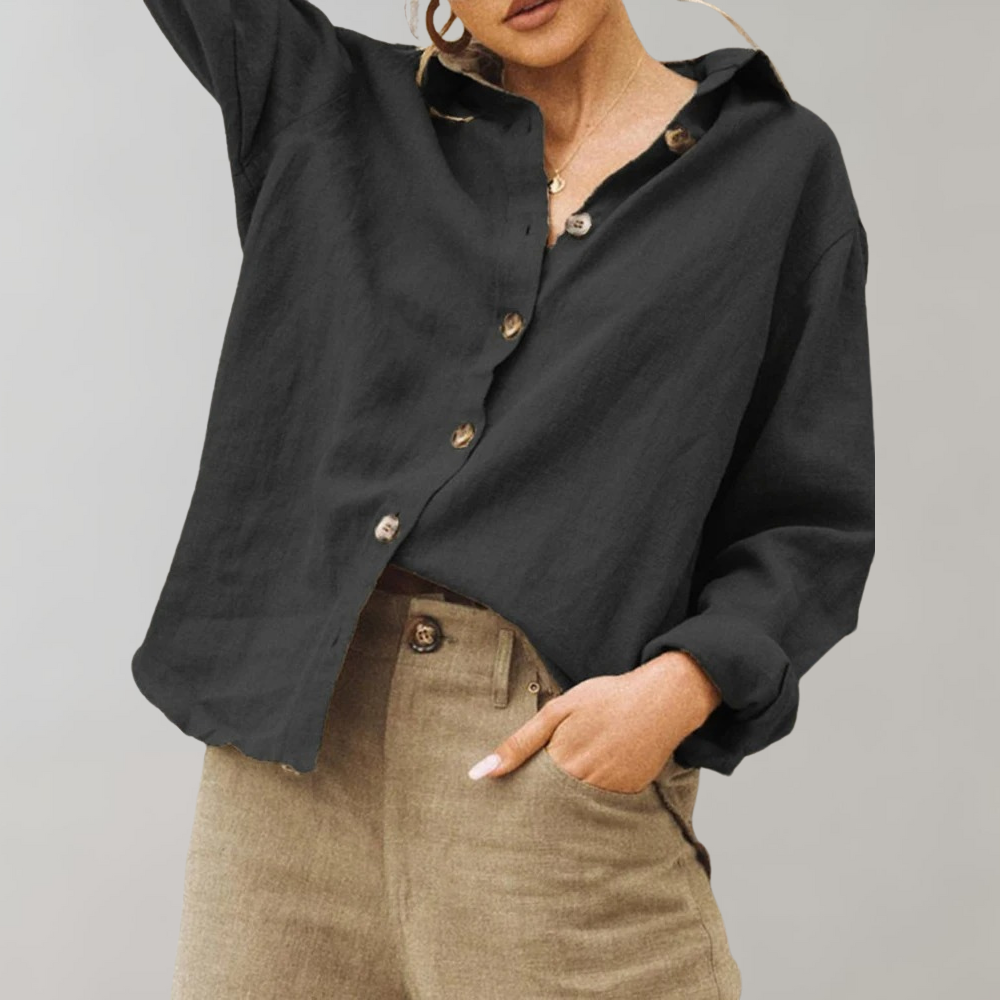 Camicia leggera vestibilità morbida in misto lino e cotone