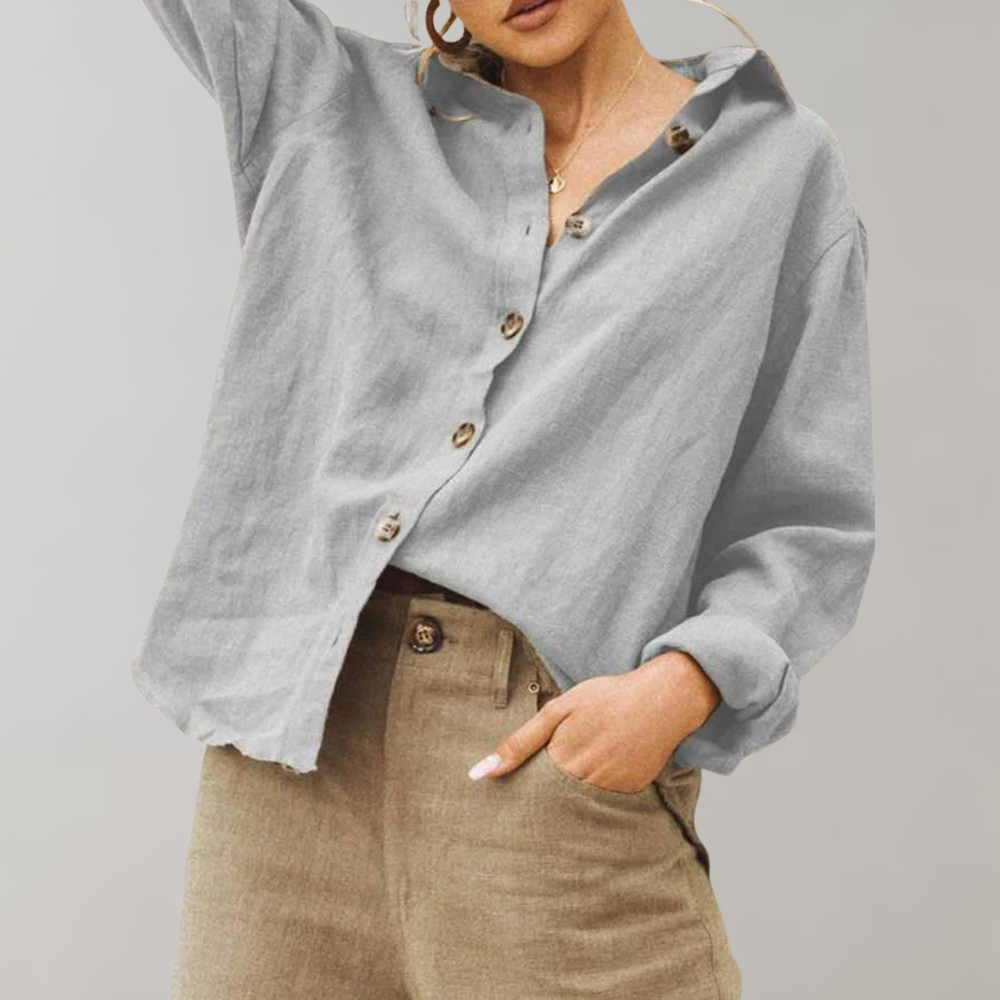 Camicia leggera vestibilità morbida in misto lino e cotone