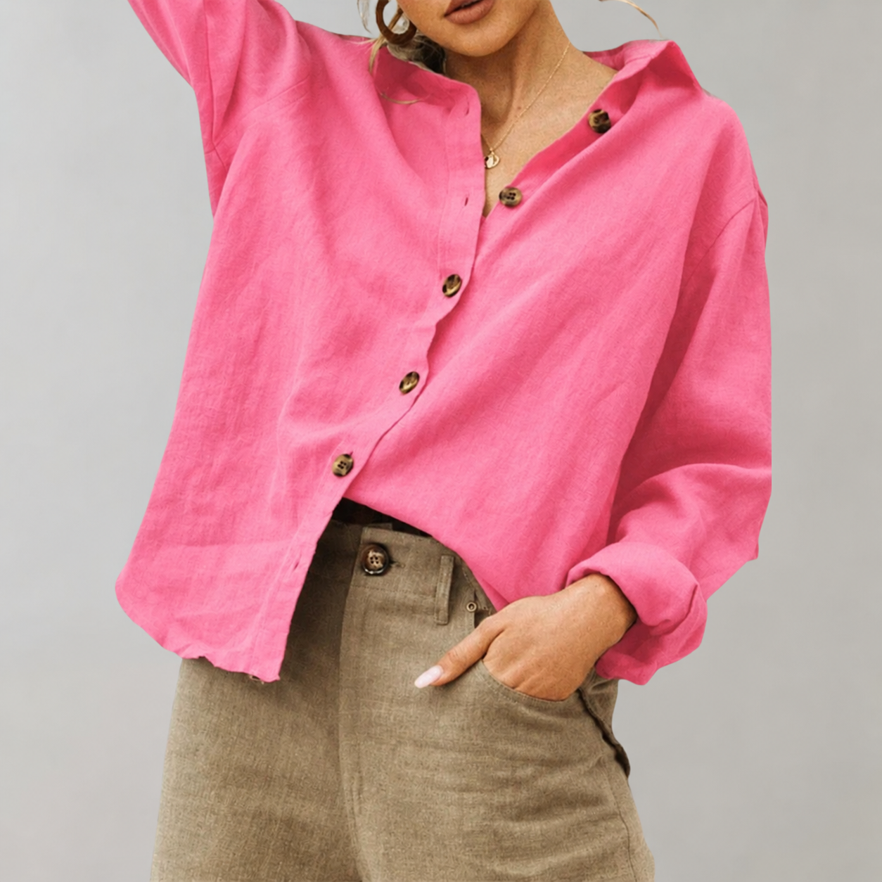Camicia leggera vestibilità morbida in misto lino e cotone